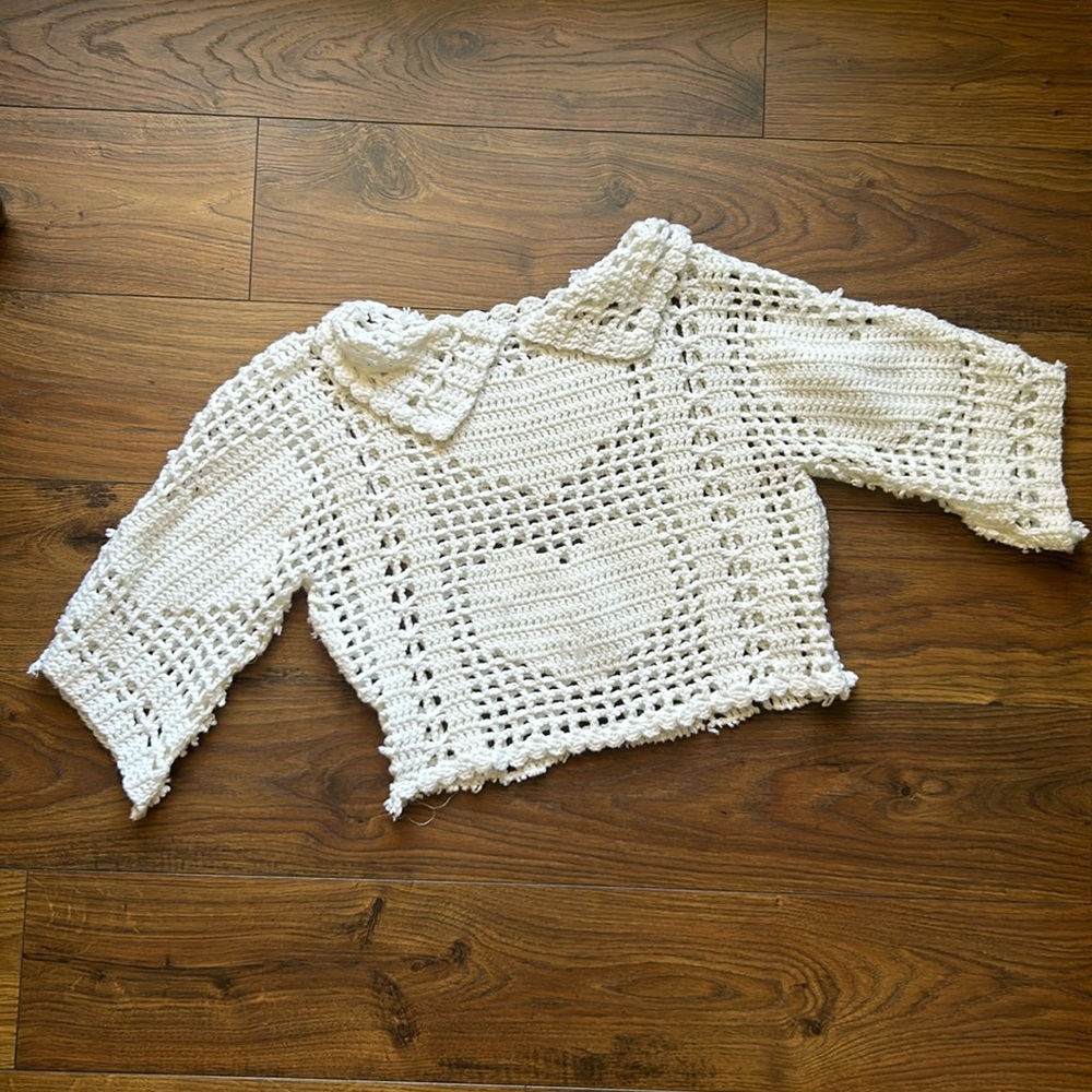 Collared Heart Crocheted Top